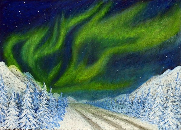 Рисование Северное сияние