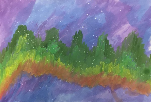 Северное сияние рисунок для детей карандашом