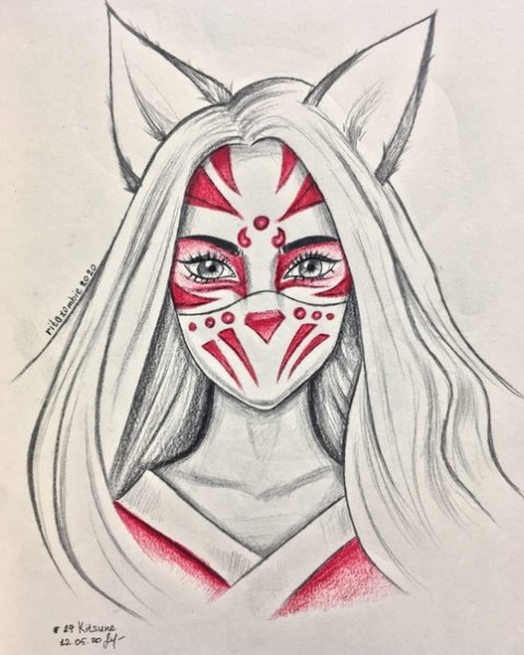 Маска Кицунэ 2д