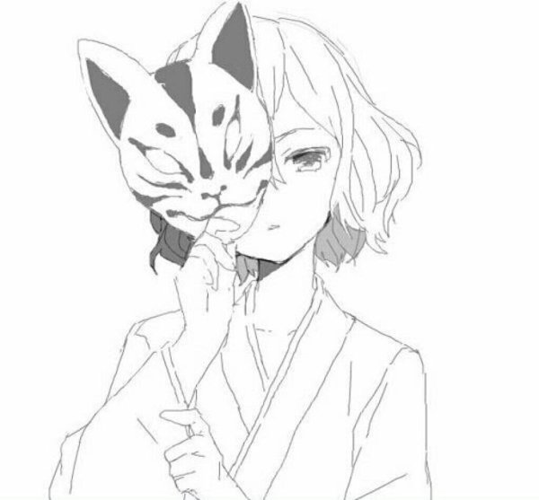 Чб аниме в маске