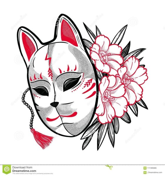 Маска Кицунэ вектор