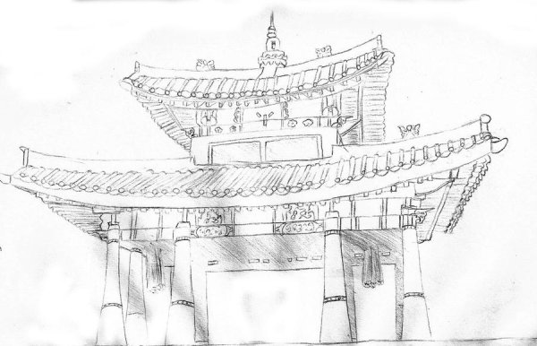 Архитектура Китая карандашом