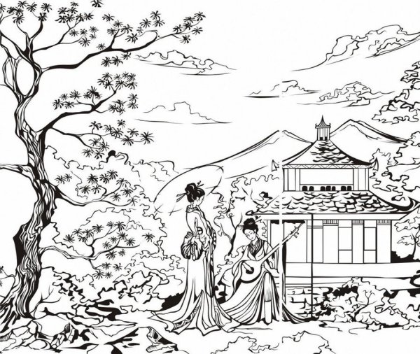 Шаолинь буддийский монастырь раскраска