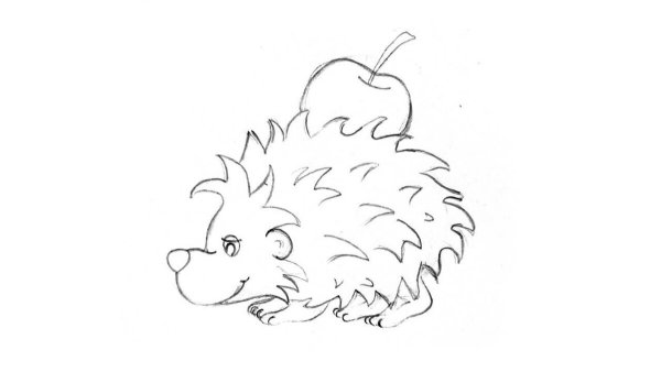 Поэтапное рисование ежа