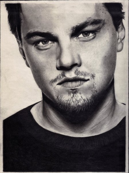 Портрет ди Каприо карандашом