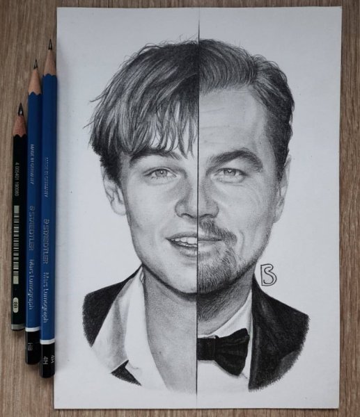 Леонардо ди Каприо карандашом молодой