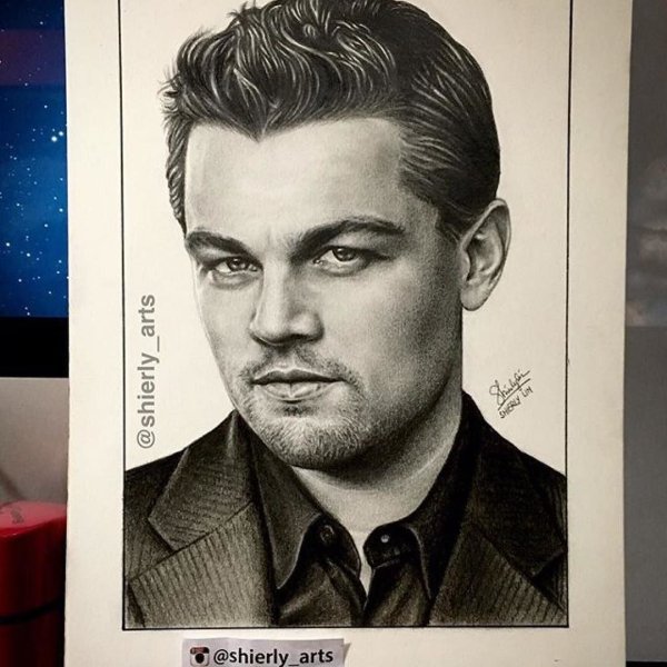 Леонардо ди Каприо карандашом