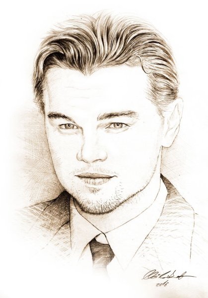 Портрет Леонардо ди Каприо поэтапно