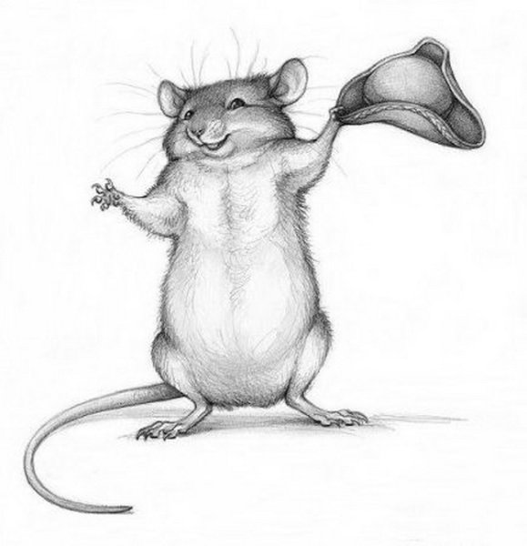 Смешная мышка рисунок карандашом