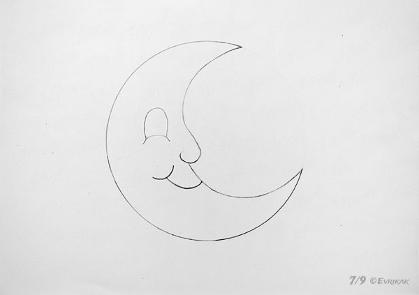 Полумесяц карандашом