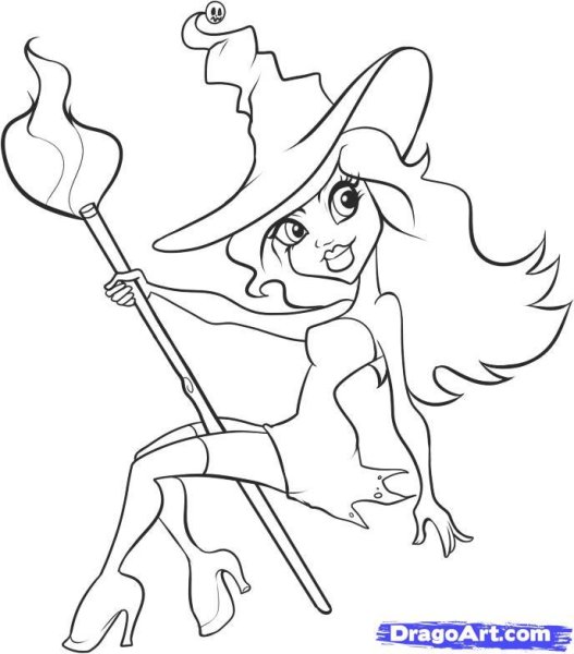 Ведьма раскраска