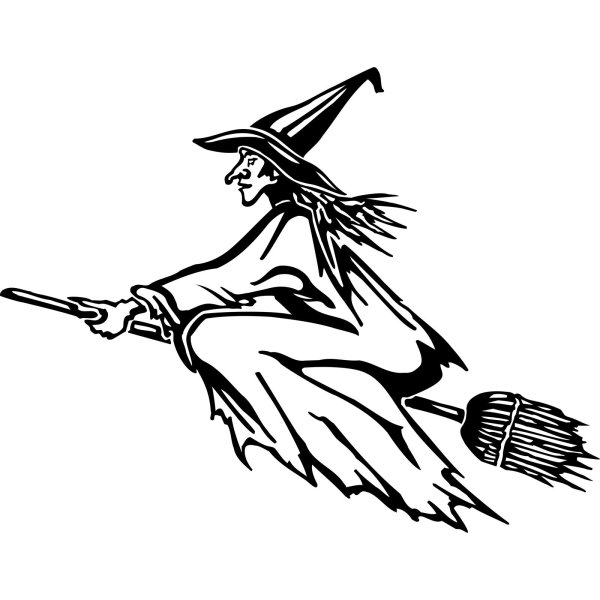 Раскраска ведьмочка на Хэллоуин
