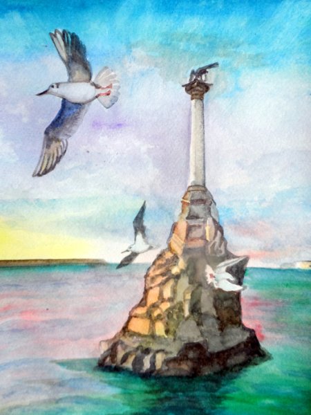 Памятник затопленным кораблям в Севастополе рисунок