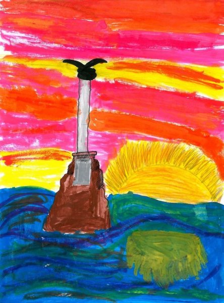 Нарисовать памятник затопленным кораблям в Севастополе ребенку