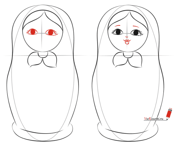 Матрешка контур для детей