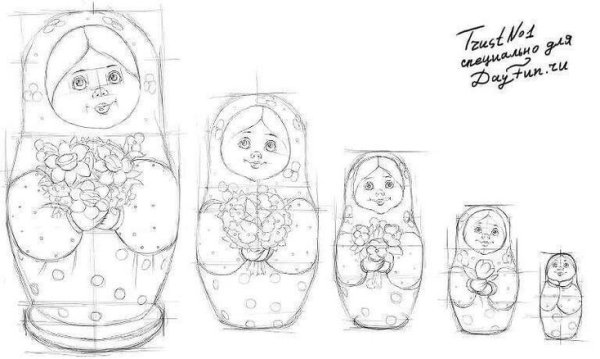 Полхов-Майданская Матрешка раскраска