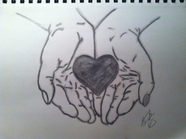 Рисунки карандашом сердце в руках