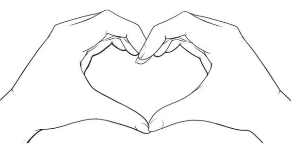 Руки сердечком рисунок для срисовки