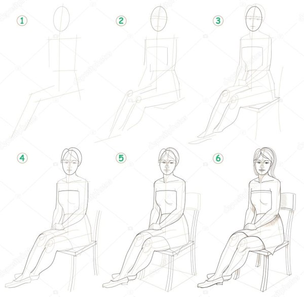 Сидящий человек рисунок