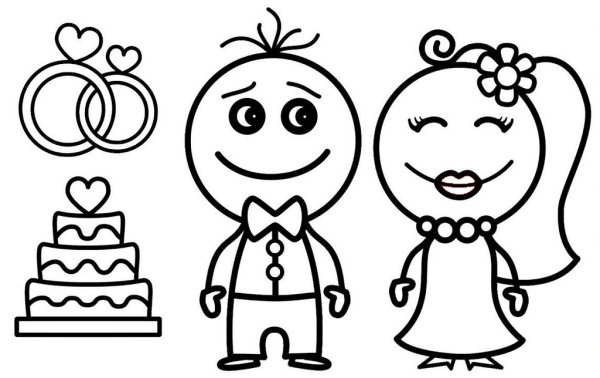 Жених и невеста карандашом