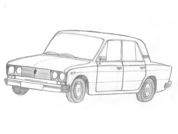 ВАЗ 2106 спереди карандашом