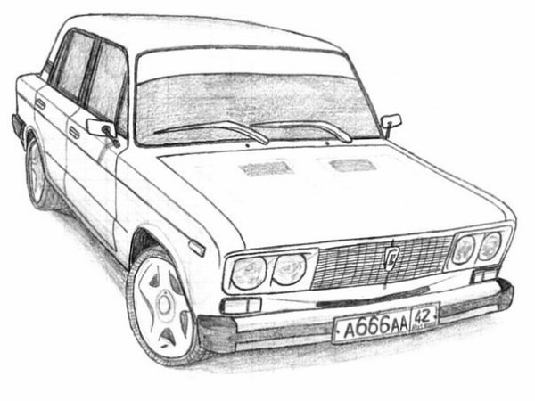 ВАЗ 2106 нарисовать спереди