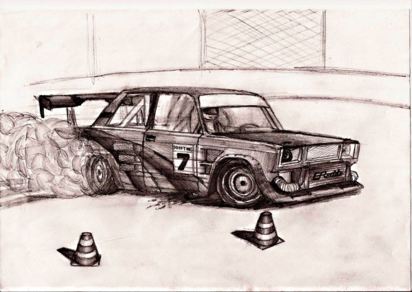 Нарисовать ВАЗ 2106 сбоку