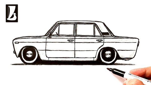 Рисунок ВАЗ 2101 карандашом спереди