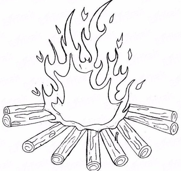 Костёр рисунок карандашом