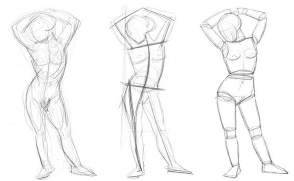 Эскизы человеческого тела карандашом