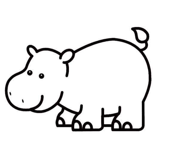 Pretty Hippo drawing for Kids