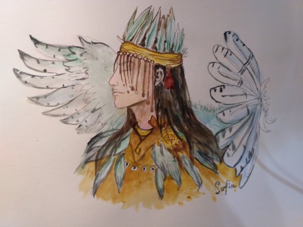 Индейский волк тату