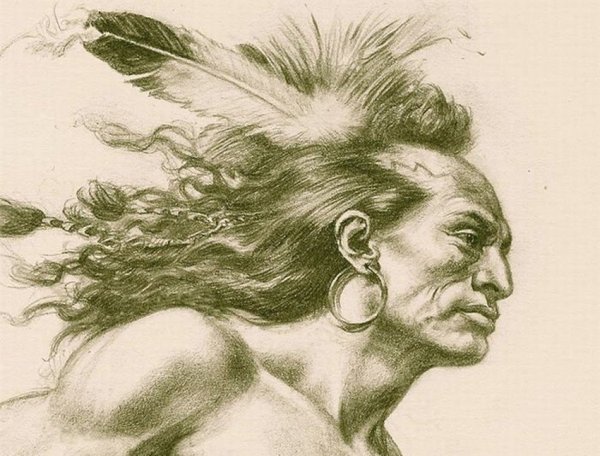 Индеец рисунок карандашом