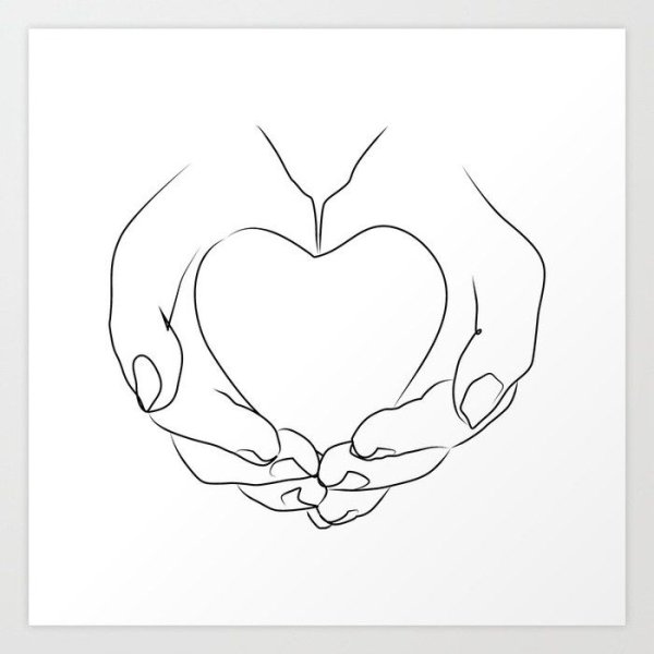 Раскраска рука с сердечком