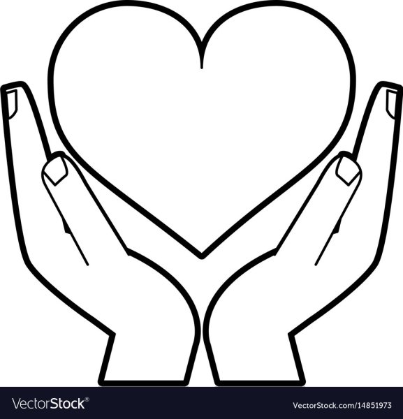 Сердце в руках раскраска