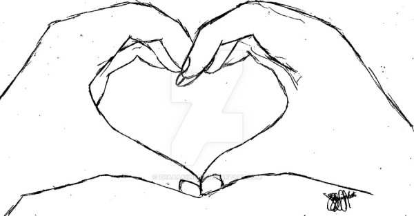 Сердце из рук нарисованное