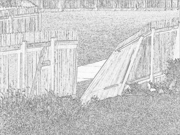 Деревянный забор карандашом