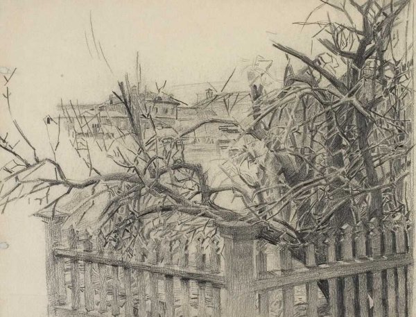 Срисуй домик с забором