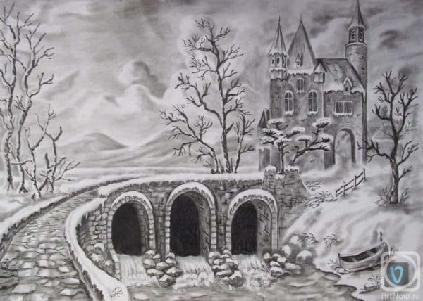 Рисунок на тему зима легкий