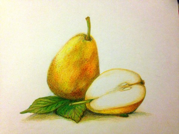 Рисование фруктов цветными карандашами