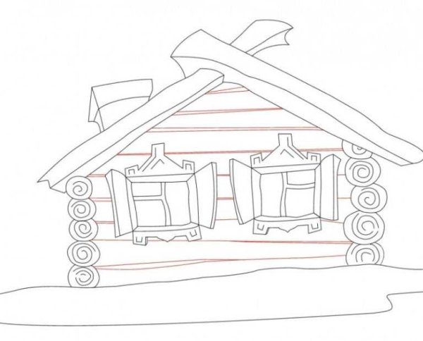 Русская изба раскраска для детей