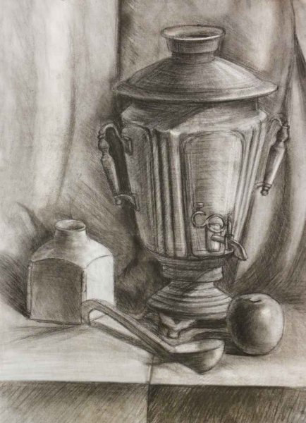Натюрморт с самоваром карандашом