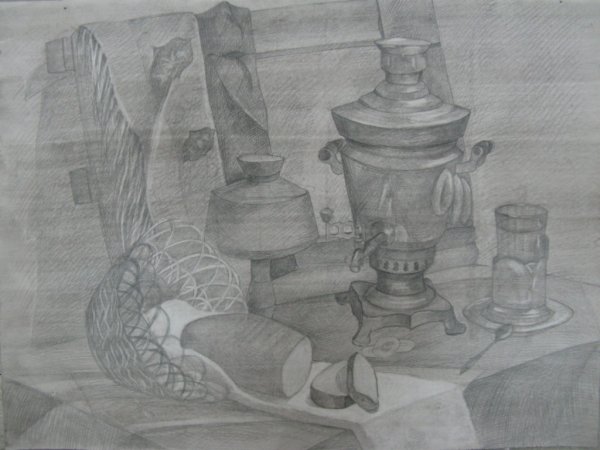 Натюрморт с самоваром карандашом