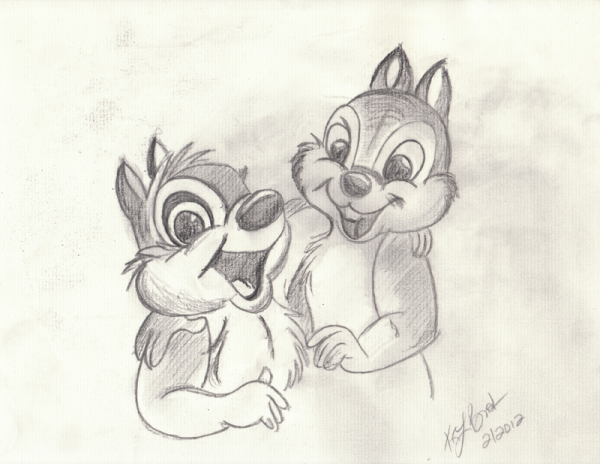 Чип и Дейл карандашом