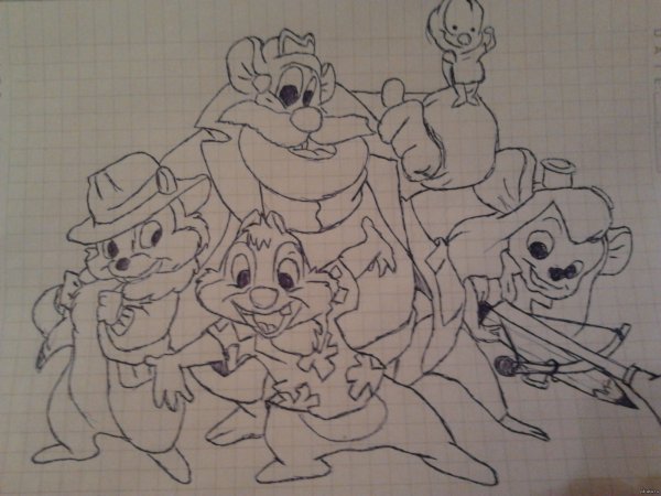 Чип чип и Дейл карандашом