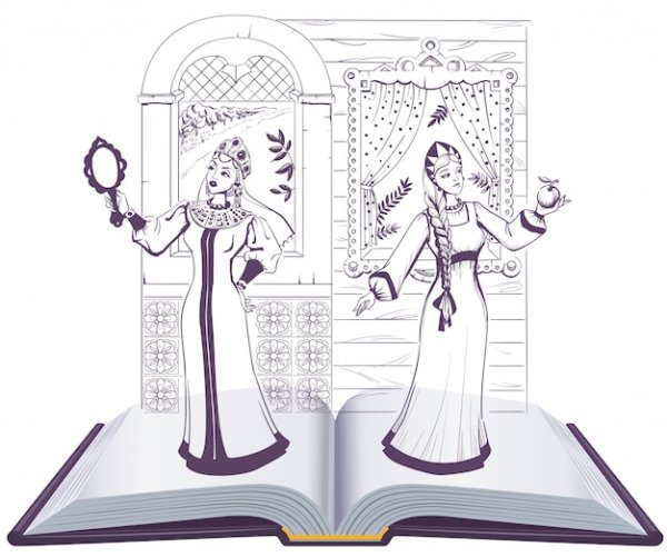 Иллюстрация к сказке о мертвой царевне и семи богатырях раскраска