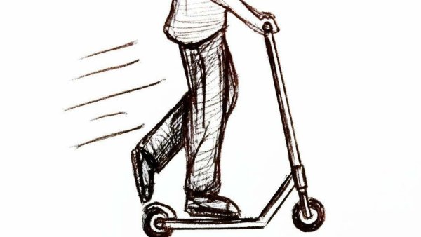 Самокат карандашом