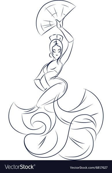 Раскраска фламенко танцовщица