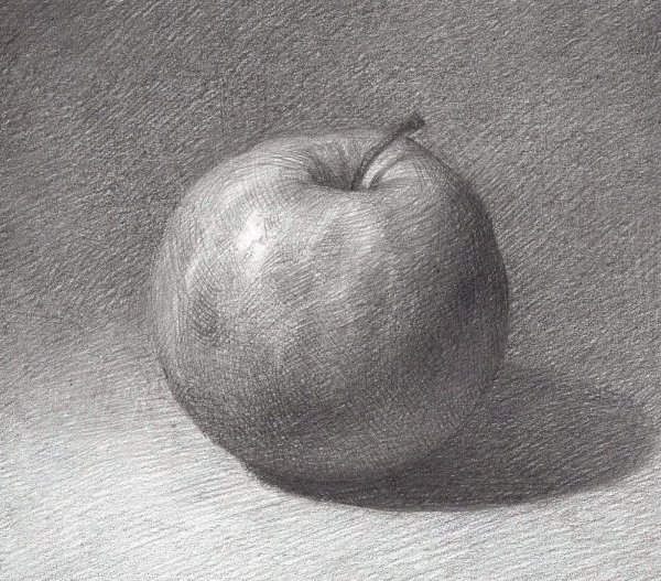Яблоко штриховка карандашом