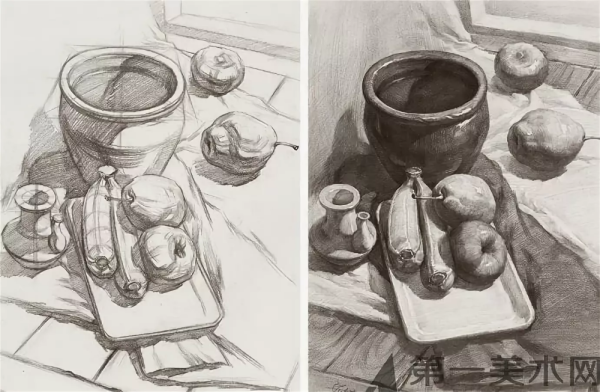 Конструктивный натюрморт карандашом